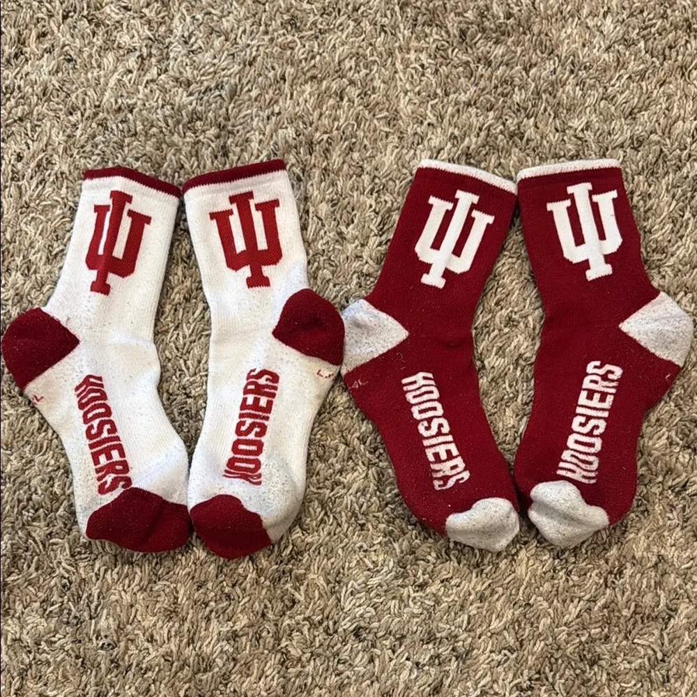 IU Hoosiers Youth Crew Socks - Red and White
